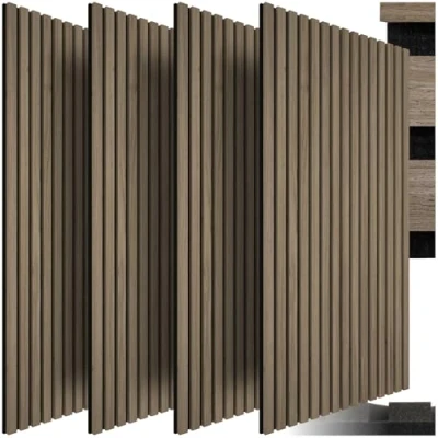 Imagen de tectake® Paneles Acusticos Decorativos MDF, Chapa de Madera Real, Excelente Acústica, Tejido Fieltro y Madera, Insonorización Acústica Pared, Listones 4 Roble Oscuro