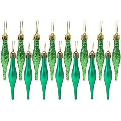 Imagen de Paquete de 15 8.5cm (3.4&quot;) Adornos con gotitas Diseño Mate y Brillante navideños ... (Verde Esmeralda)