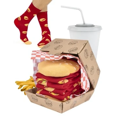 Imagen de soxo Fast Food Calcetines Mujer Divertidos Regalos Para Hombre Originales Regalo Colores 35 40 Hamburger 1 Par