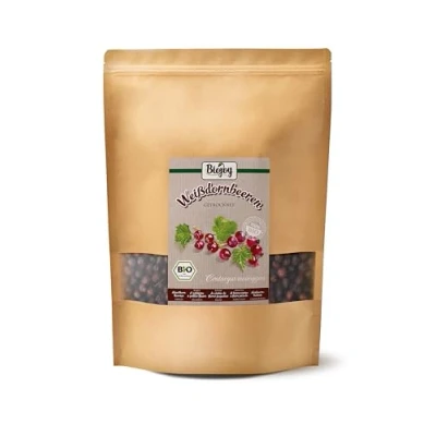 Imagen de Biojoy Bayas de Espino Flores pequeñas BÍO (1 kg), Secadas y Enteras, Ideal para Té e Infusión (Crataegus monogyna)