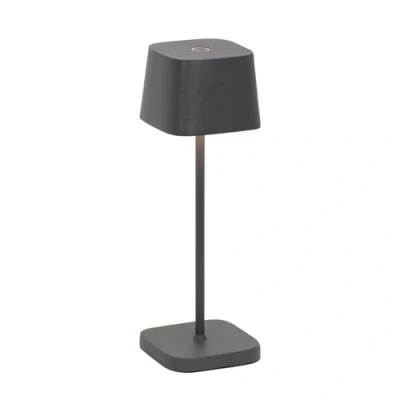Imagen de Zafferano, Ofelia Micro Lamp, Lámpara de Mesa Portátil y Recargable con Control Táctil, para Salón Exterior, Atenuador, 2200 3000 K, Altura 20 cm, Color Gris Oscuro
