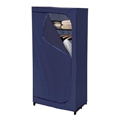 Imagen de WENKO Armario Business con balda y Barra de Colgar, Tela para Guardar Textiles sin Polvo, armazón Metal poliéster Calidad Resistente, 75 x 160 50 cm