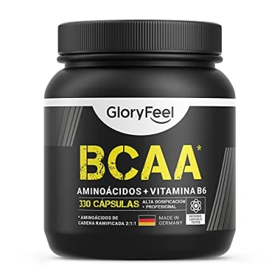 Imagen de Premium BCAA 9.910mg METABOLISMO ENERGÉTICO y PROTEICO 330 Cápsulas de Aminoácidos esenciales Leucina, Valina e Isoleucina + Vitamina B6 Probado en laboratorios sin aditivos