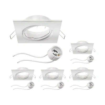 Imagen de ledscom.de 5 unid. marco empotrable en techo RIR blanco mate orientable angular (LED/Halógeno/GU10/MR16/PAR16/50mm) incl. casquillo GU10