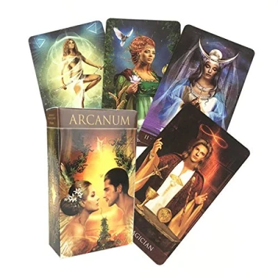Imagen de KELUNIS Cartas De Tarot Arcanum, Naipes Fiesta Familiar Baraja Card Juegos Mesa para Principiantes