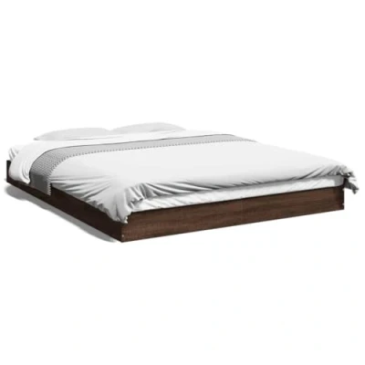 Imagen de vidaXL Estructura de Cama sin colchón Madera marrón Roble 160x200 cm, Muebles Dormitorio, Base Cama, Doble, armazón