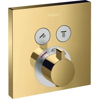 Imagen de Hansgrohe ShowerSelect Termostato empotrado para 2 funciones (llaves de paso), color oro pulido, 15763990