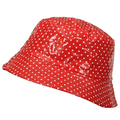 Imagen de TOUTACOO, Gorro para la Lluvia en Vinilo, Impermeable Rojo (Lunares)