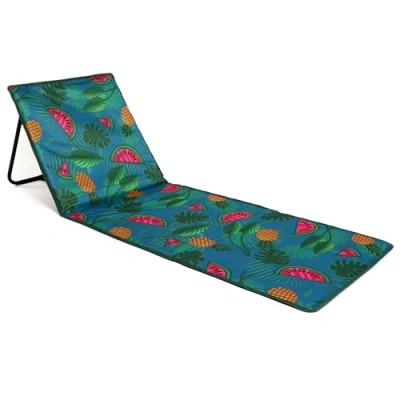 Imagen de just be... Alfombrilla plegable para la playa ligera, portátil, ajustable tomar el sol, reclinable con respaldo y bolsillo objetos de valor vacaciones, jardín, acampada, parques