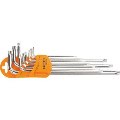 Imagen de NEO TOOLS 09 526 Juego de atornilladores acodados T10,T15,T20,T25,T27, T30,T40,T45,T50 magnético Acero cromo vanadio 9