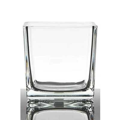 Imagen de INNA Glas Tiesto de Cristal Kim, Cubos/Cuadrado, Transparente, 14x14x14cm Macetero Maceta