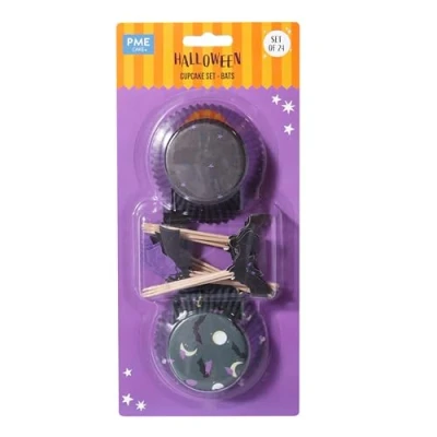 Imagen de PME Halloween Set de 48 Cápsulas para Cupcakes y Toppers Murciélagos