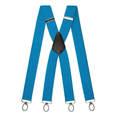 Imagen de Olata Tirantes Anchos Resistentes Multiusos En Forma de X Con Clips Mosquetón 4 cm. Turquesa (Clips Plata)