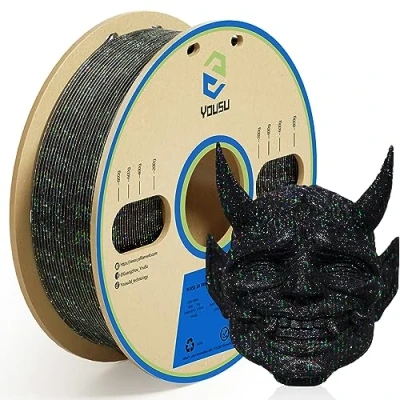 Imagen de YOUSU filamento de impresora 3D con purpurina ácido poliláctico, serie Paillette láser, negro galaxia 1.75 mm, 1 kg, se adapta a la mayoría impresoras FDM/FFF