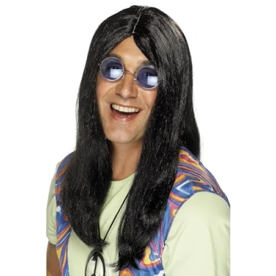 Imagen de Smiffys Peluca hippy Neil, negra, con raya al medio