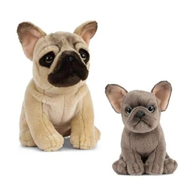 Imagen de Nature AN496 Peluche de perro y cachorro Living Nature, Color brown &amp; grey, paquete (Keycraft , color/modelo surtido