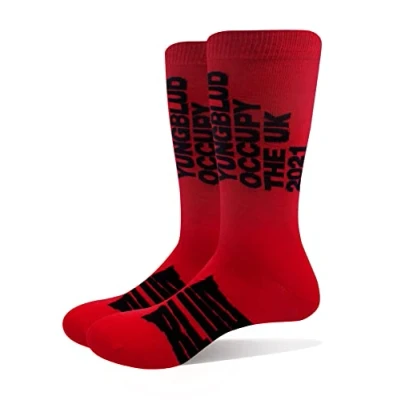 Imagen de Yungblud Calcetines Occupy The UK para Adultos Unisex (40,5 EU, 45,5 EU) (Rojo)