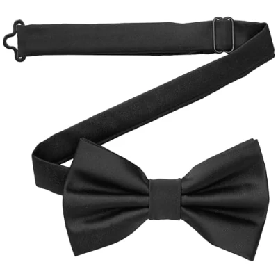 Imagen de DonDon pajarita para hombre hecha a mano con aspecto de seda 12 x 6 cm Negro