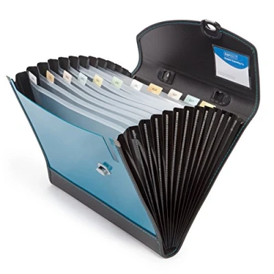 Imagen de Rapesco 0682 Carpeta Archivadora tipo Acordeon A4+, 13 Compartimentos, Turquese y Negro
