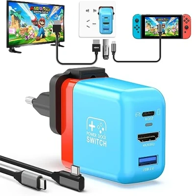Imagen de RREAKA Switch Dock for Nintendo OLED, 3 in 1 TV Adapter with 4K 60Hz HDMI, USB 2.0 Port, Type C 30W Charger, Portable Docking Station Travel, Samsung Dex S23, MacBook