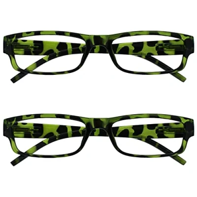 Imagen de The Reading Glasses Company La Compañía Gafas De Lectura Verde Carey Ligero Cómodo Lectores Valor Pack 2 Hombres Mujeres RR32 6 +1,00