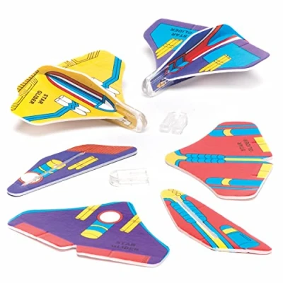 Imagen de Baker Ross O48A Mini Planeadores Cohete (Paquete de 12) Juguetes para niños, Bolsas Fiesta, Juegos y premios