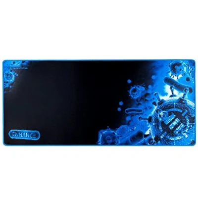 Imagen de ENHANCE Alfombrilla Ratón XXL Teclado y Superficie de Baja fricción para Buen Deslizamiento Costuras en los Bordes Base Goma Antideslizante Gamers Azul