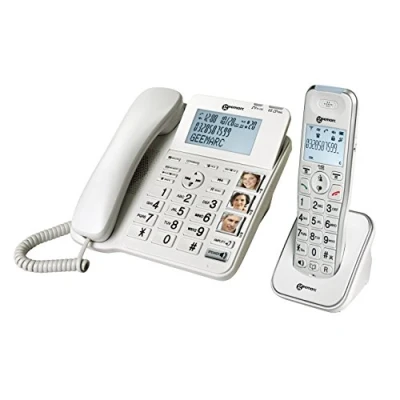 Imagen de Geemarc Amplidect 295 Combi Teléfono con Cable Amplificado y Auricular Adicional Contestador, Timbre Potente Botones Grandes para Personas Mayores Pérdida Auditiva Baja o Moderada