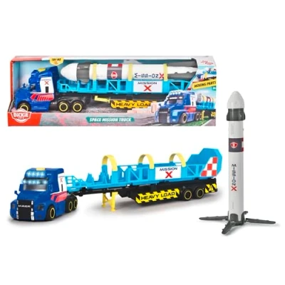 Imagen de Dickie Toys Camión Trailer de Juguete 41cm, con Luz y Sonido, Incluye Cohete Espacial, Adecuado a Partir 3 Años