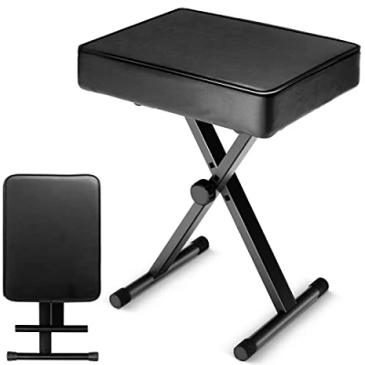 Imagen de CAHAYA Teclado Piano Banco 7cm Acolchado X Style Altura Ajustable Taburete Silla Asiento para Teclados Digitales Electrónicos Pianos Negro CY0296