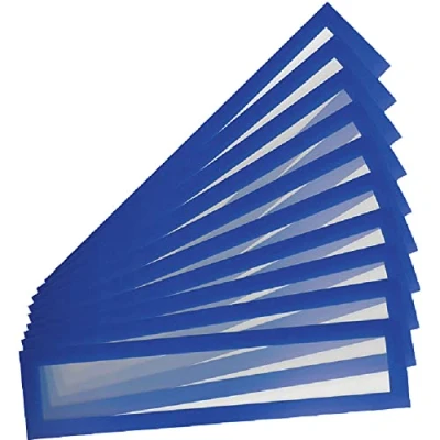 Imagen de Djois made by Tarifold 195211 Pack 10 Marcos Magnéticos Porta títulos A4/A3 (55 alto x 297 mm) Magneto PRO para Pizarras Magnéticas, color Azul