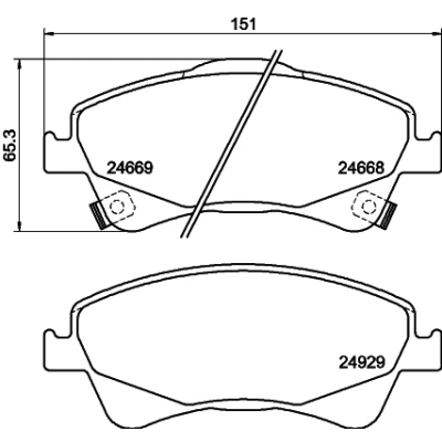 Imagen de HELLA 8DB 355 014 881 Juego de pastillas freno con avisador acústico desgaste accesorios TOYOTA: Auris Hatchback, Avensis III Familiar