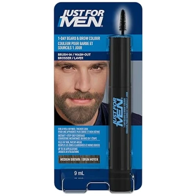 Imagen de Just for Men Retoque Instantanéo De Canas, Color Temporal Para Un Aspecto Más Voluminoso Y Bien Definido, Hasta 30 Aplicaciones, Marrón Medio