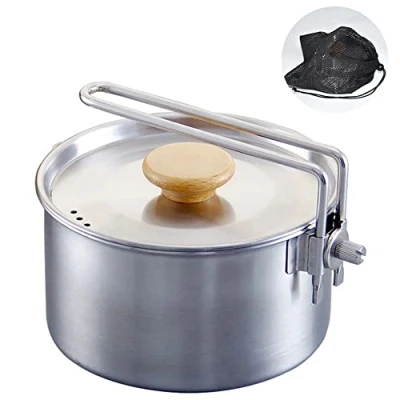 Imagen de TOOSOAR Utensilios Cocina Camping Acero Inoxidable, Menaje con Asas Plegables y Tapa, Portátil Cacerola Camping, para Senderismo, o Picnic