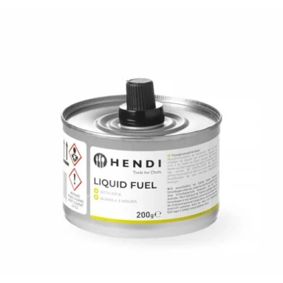 Imagen de HENDI Combustible líquido, lata, con mecha, 24 unidades, sin hollín y olor, tiempo de combustión 6 horas, dietilenglicol puro, para calentadores alimentos, calientaplatos, chafing dish, 200 gr