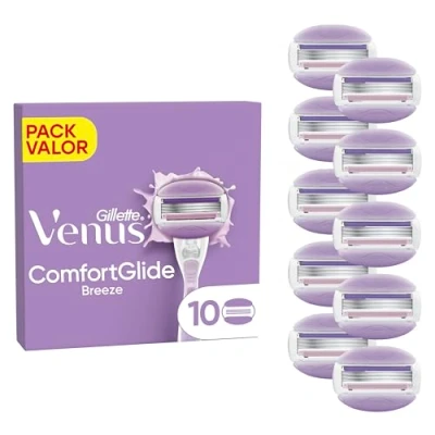 Imagen de venus Gillette Comfortglide, Breeze, Recambios Para Máquinilla de mujer, Pack 10 Recambios, cuchillas afeitar Depilación Suave, Apurada Y Duradera,