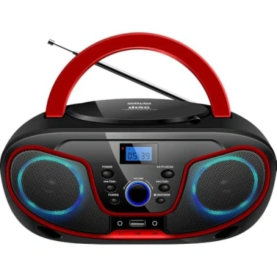 Imagen de Silva Schneider MPC 19.4 Radio FM con Reproductor de CD, AUX, USB, Color Negro y Rojo