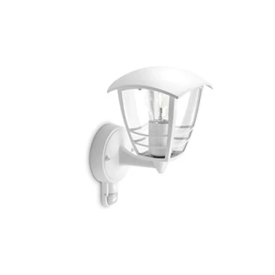 Imagen de Philips myGarden Creek Aplique de pared con sensor movimiento, iluminación exterior, 60 W, 220 V, casquillo E27, color blanco