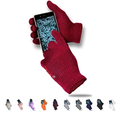 Imagen de AXELENS Guantes Táctiles Invernales Calientes Cómodos Unisex Interno de Suave Felpa para Smartphones, Teléfonos Móviles Universales Hombre Mujer Confección Regalo Incluida Borgoña Burdeos