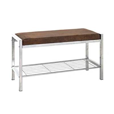 Imagen de HAKU Möbel Banco para Zapatos marrón, Aspecto Acero Inoxidable, Metal, Tejido Textil Dim.: AN 80 cm x AL 48 P 32 cm, Estilo: Moderno