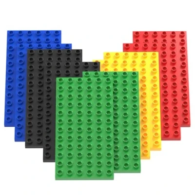 Imagen de Guihumz Pack de 10 Placa construcción Grande, Base Compatible con Grandes Bloques Todas Las Marcas líderes, 19,1 x 9,5 cm 2*(Rojo+Verde+Azul+Amarillo+Negro)