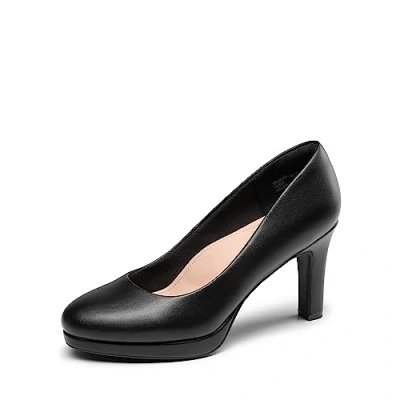 Imagen de DREAM PAIRS Zapatos de Tacón Alto Vestir Salón Cómodos para Mujer Clásicos con Plataformas 1cm Trabajo Fiesta,Size 39,Negro PU,SDPU2365W