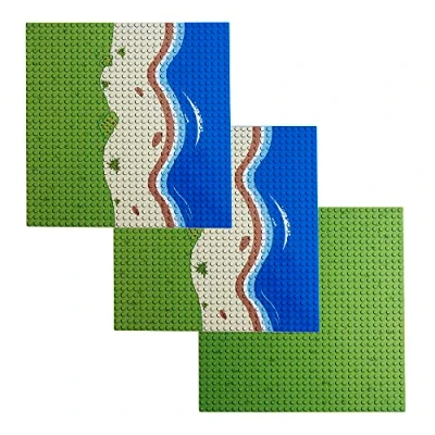 Imagen de Apostrophe Games Placas Base de Bloques Construcción la Isla Compatibles con Las Principales Marcas Paquete 3 Playa 2 Rectas y 1 Central para Expandir su 25,4 cm x