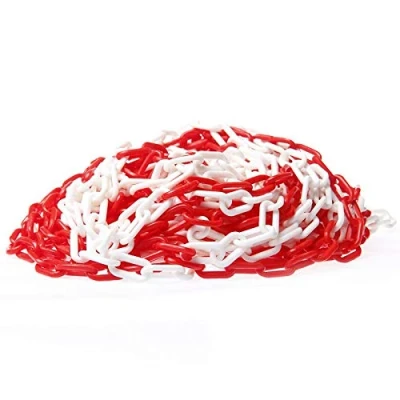 Imagen de TOPWAY Barrera de Cadena Plástico 25 Metros, 8mm x 25m Alta Visibilidad Blanco y Rojo para Advertencia Seguridad Espacio Estacionamiento, Control Multitudes, Tráfico, Fila Colas 363068