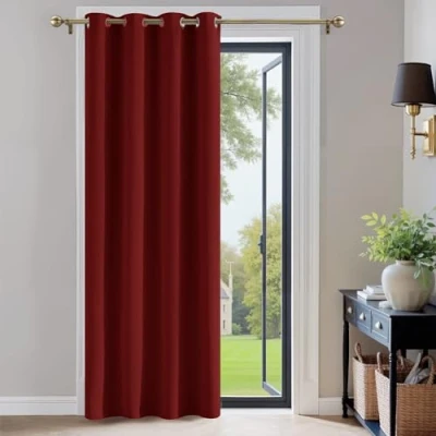 Imagen de PONY DANCE Cortinas de Salon Termicas Aislantes Frio y Calor Opacas con Ojales Cortina Dormitorio Matrimonio 1 Pieza, 132x210 cm, Rojo
