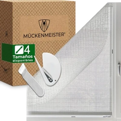 Imagen de MÜCKENMEISTER Mosquitera para ventana de fibra vidrio, color blanco, 130 x 150 cm