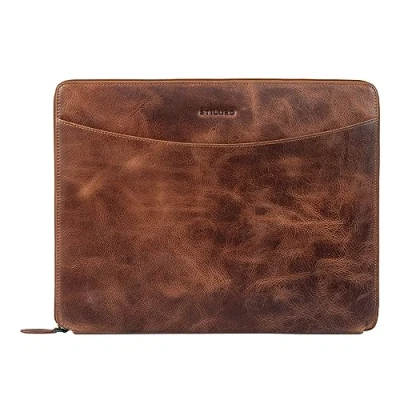 Imagen de STILORD &#039;Dexter&#039; Portadocumentos Cuero Bolsa Portátil 13,3&#039; para MacBook Portafolios o Maletín Carpeta Conferencia Trabajo Negocios Piel Auténtico, Color:Napoli marrón