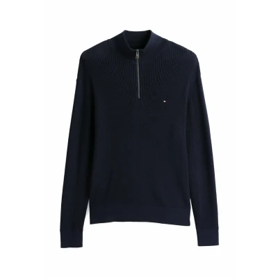 Imagen de Tommy Hilfiger Racking Structure ZIP MOCK Jersey de punto, Hombre, Talla: Large, Desert sky
