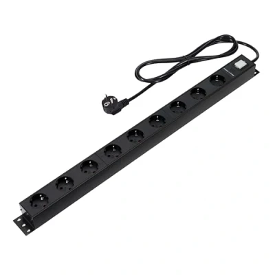 Imagen de Amazon Basics Regleta protectora contra sobretensiones de metal resistente, 9 tomas (enchufe UE), 600 julios, cable 1,83 m, Negro