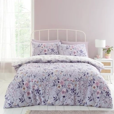 Imagen de Catherine Lansfield Isadora Juego de Funda edredón Reversible con Fundas Almohada, diseño Floral, Color Lila